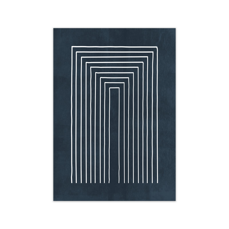 Lino Style Blue Geometric Lines A1 Print Only