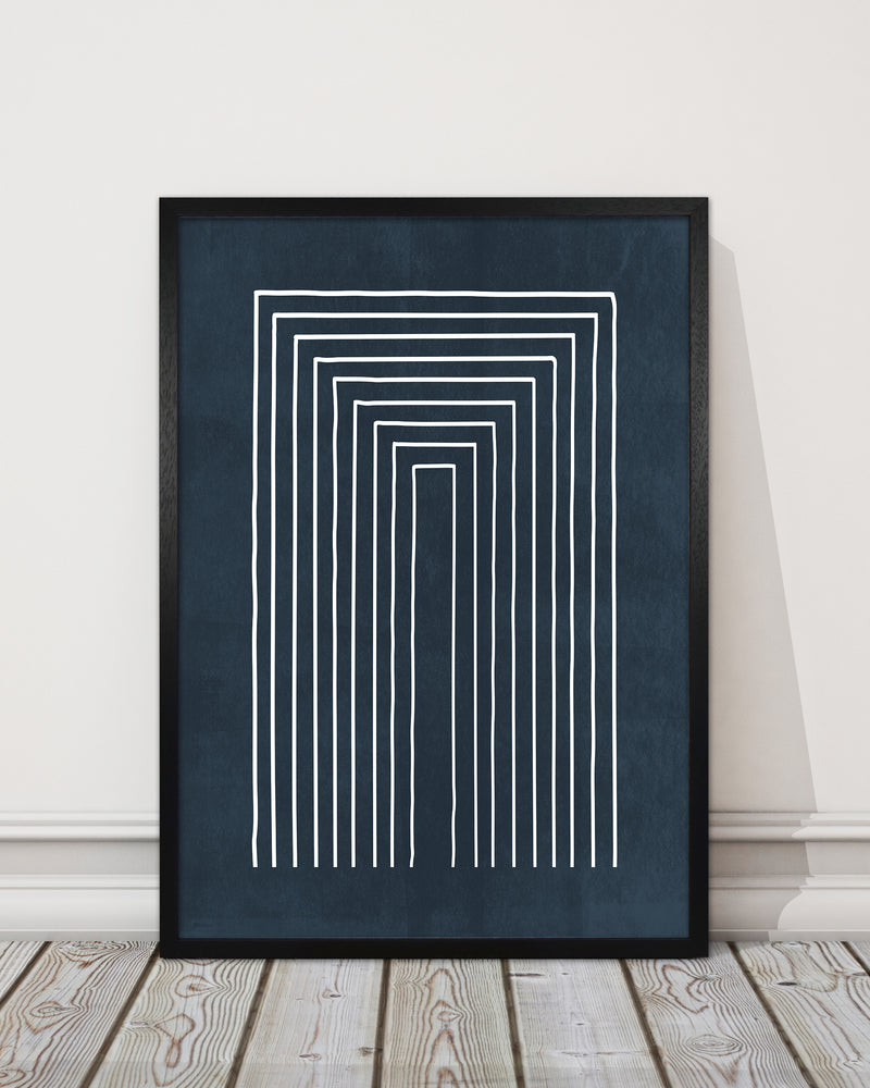 Lino Style Blue Geometric Lines