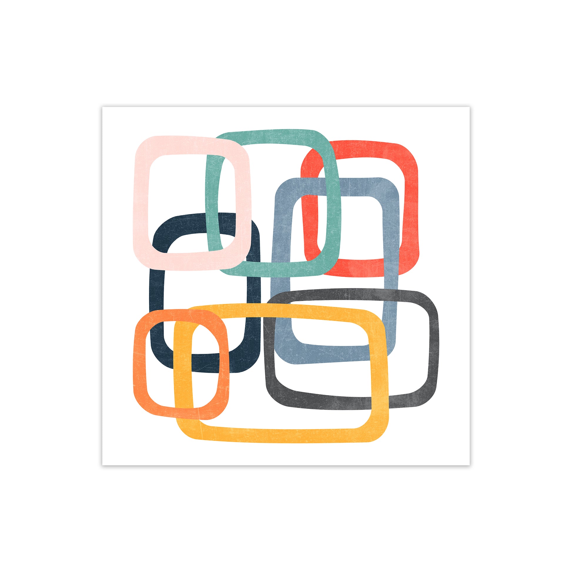 Mid Century Shapes Square Original A1 Print Only