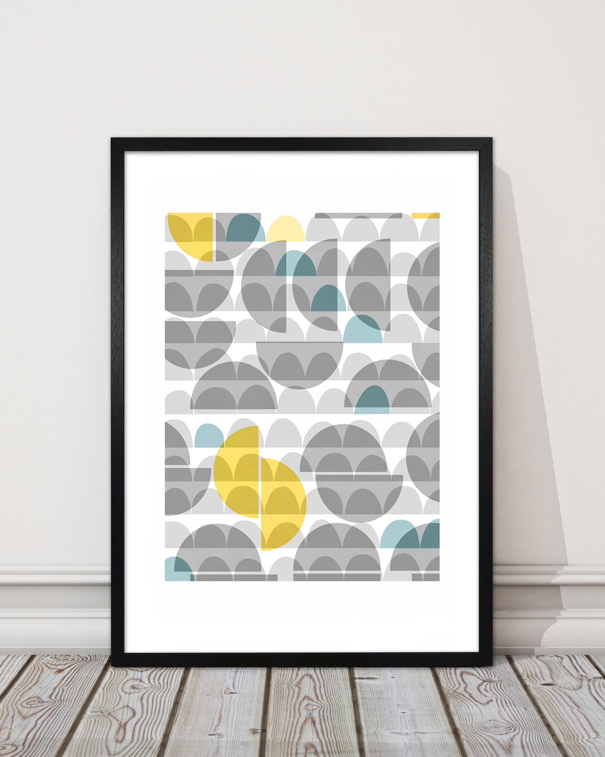 Geometric Grey and Yellow A Original