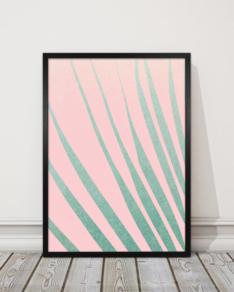 Green Leaves Pink Left Wall Original