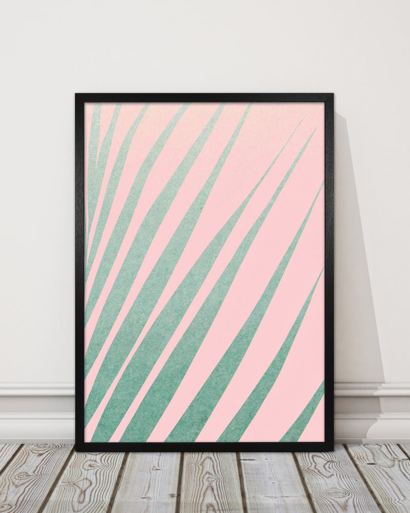 Green Leaves Pink Right Wall Original