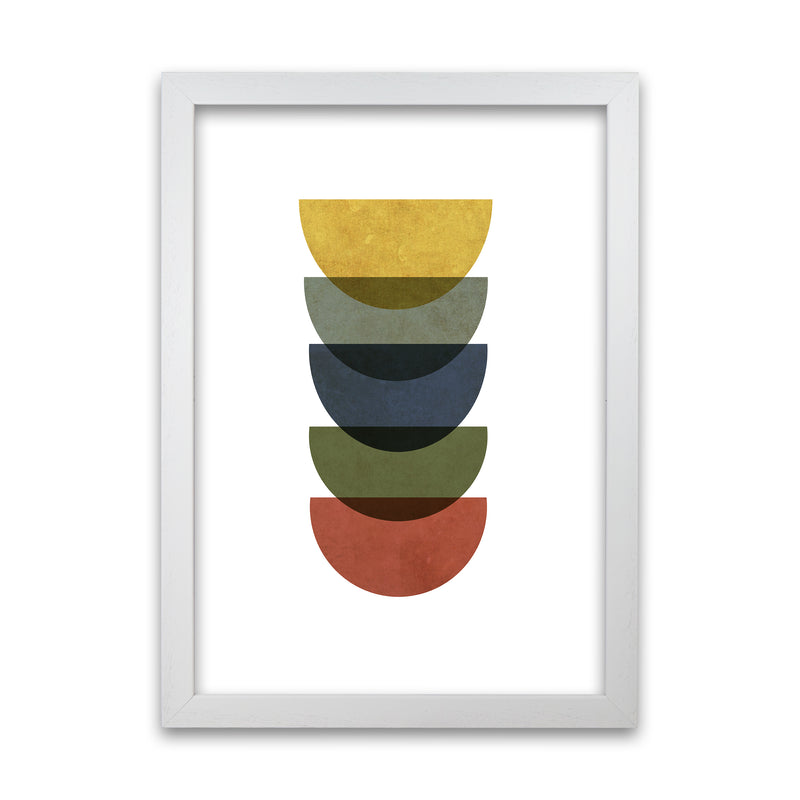 Mid Century Rainbow Grunge Original A1 White Grain Frame