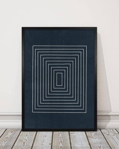 Lino Style Blue Geometric Squares