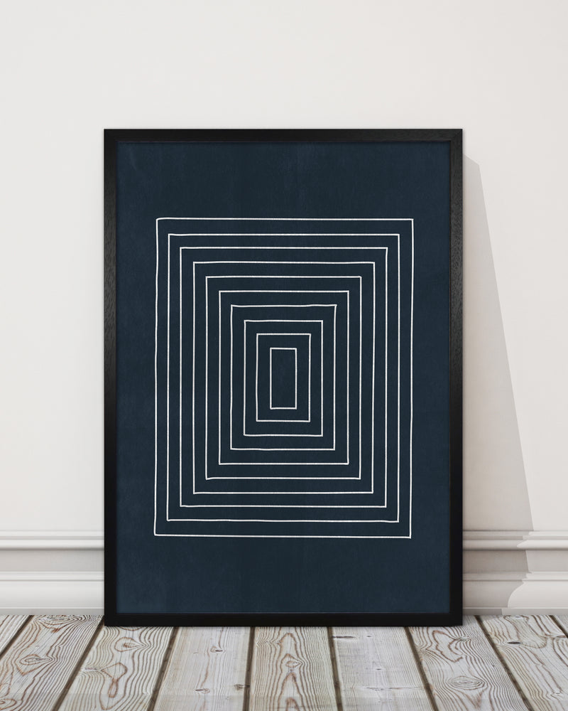 Lino Style Blue Geometric Squares
