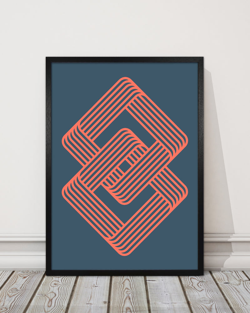 Blue and Red Geometric Wall Art Print A