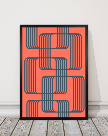 Blue and Red Geometric Wall Art Print B