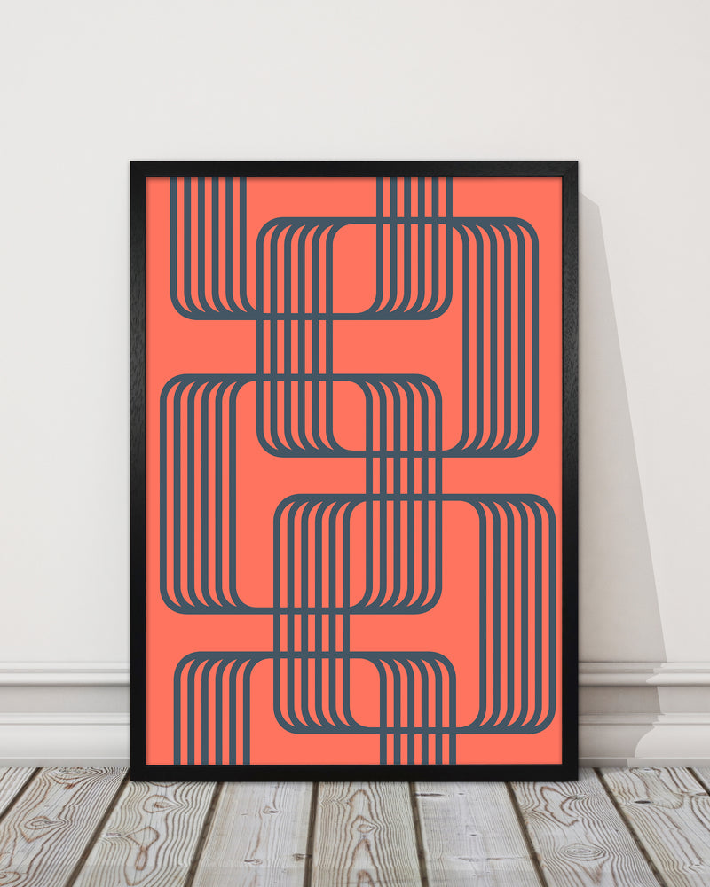Blue and Red Geometric Wall Art Print B