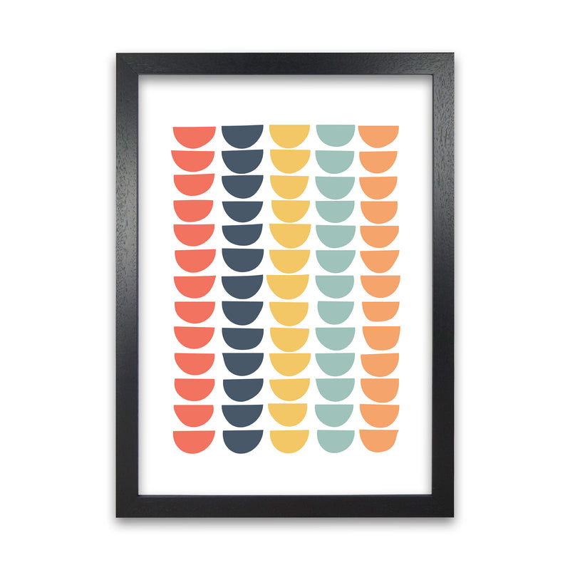 Retro Multicolor Half Circles Original A1 Black Grain Frame