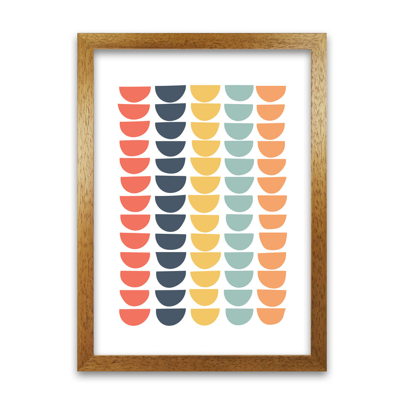 Retro Multicolor Half Circles Original A1 Honey Oak Frame