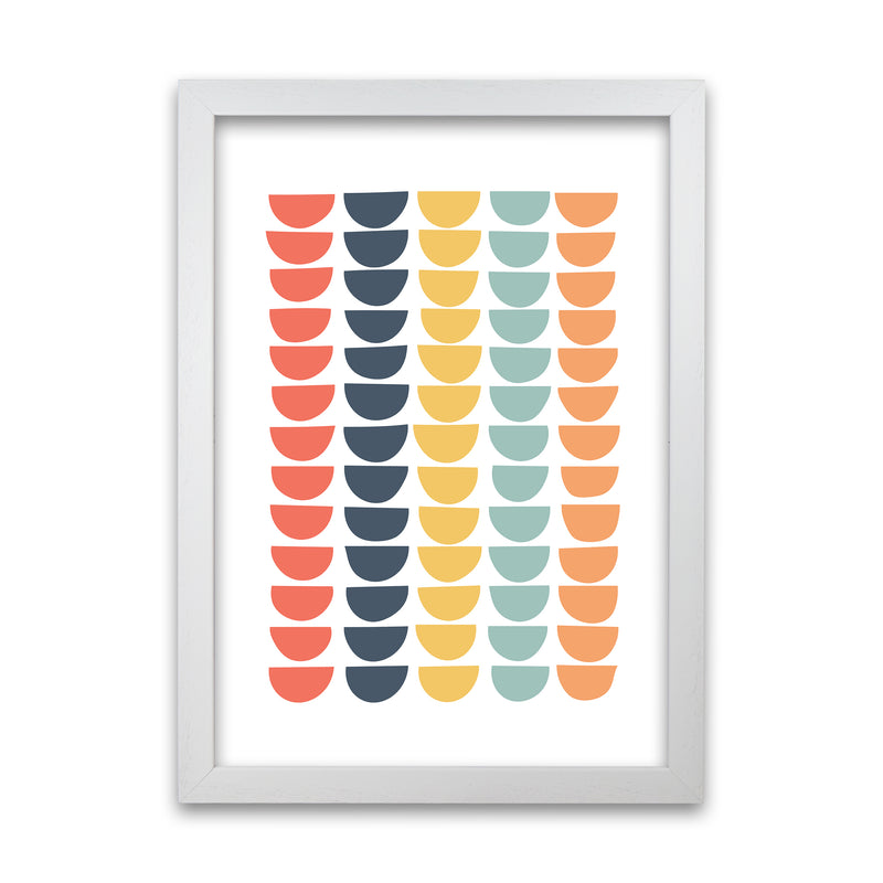 Retro Multicolor Half Circles Original A1 White Grain Frame
