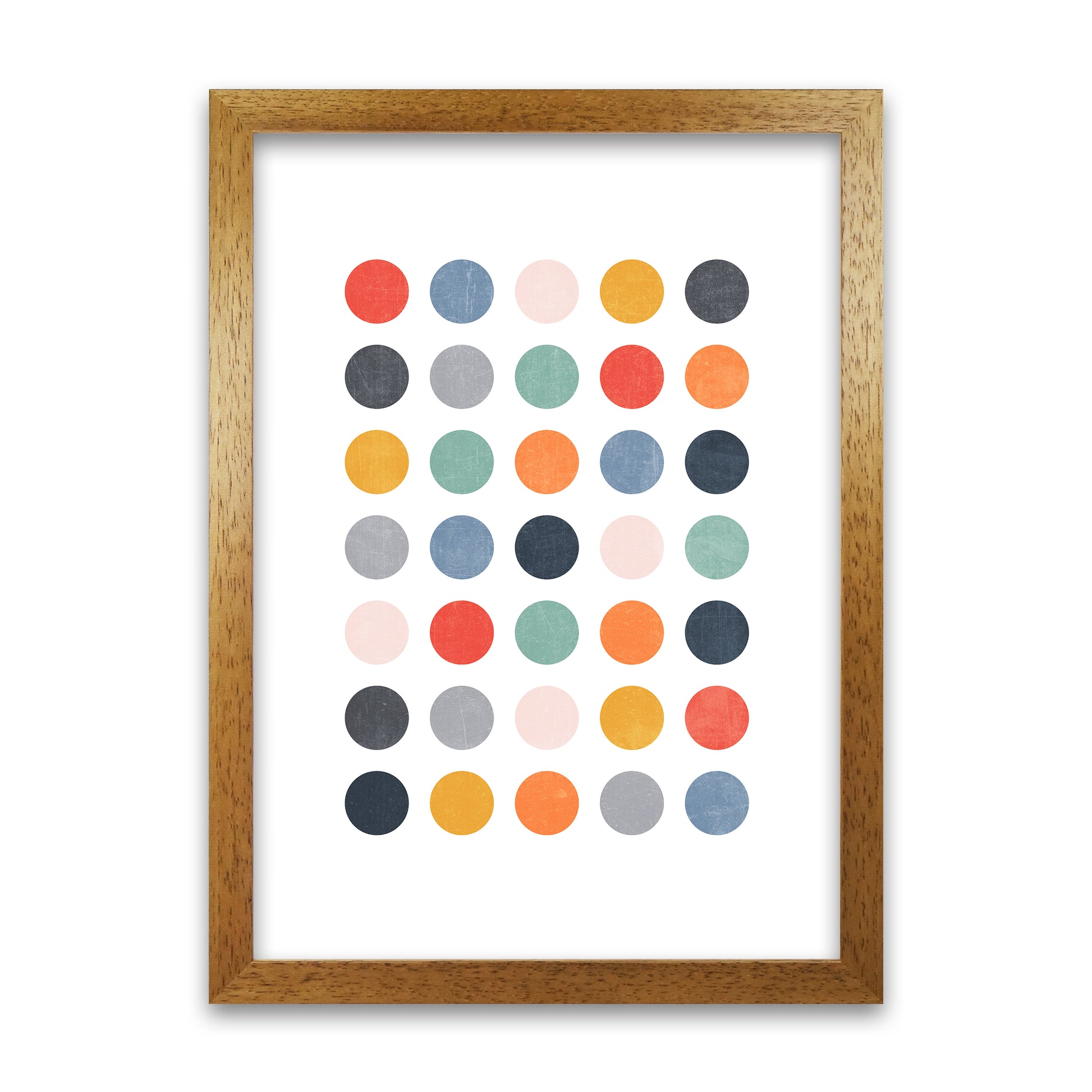 Scandi Dots Texture Print Original A1 Honey Oak Frame