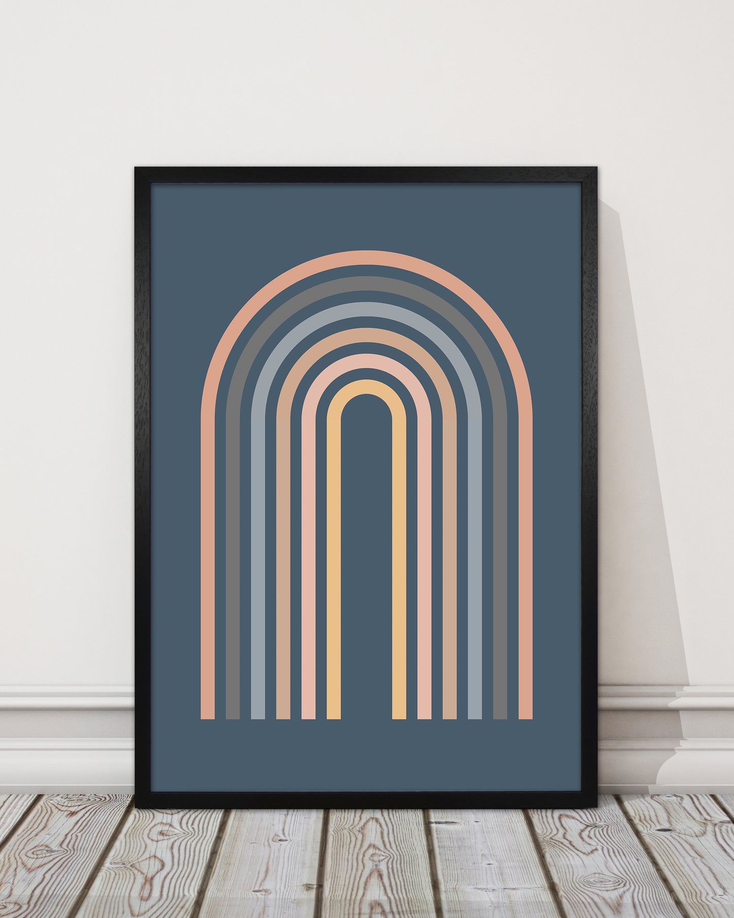 Mid Century Blue Wall Art Print A