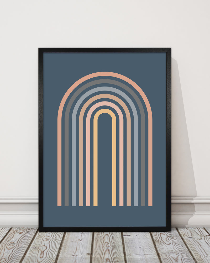 Mid Century Blue Wall Art Print A