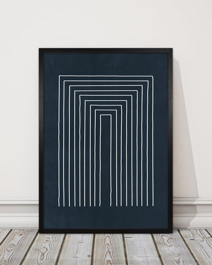 Mid Century Modern Blue Print A