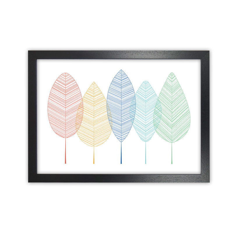Scandinavian Colorful Leaves in Landscape A1 Black Grain Frame