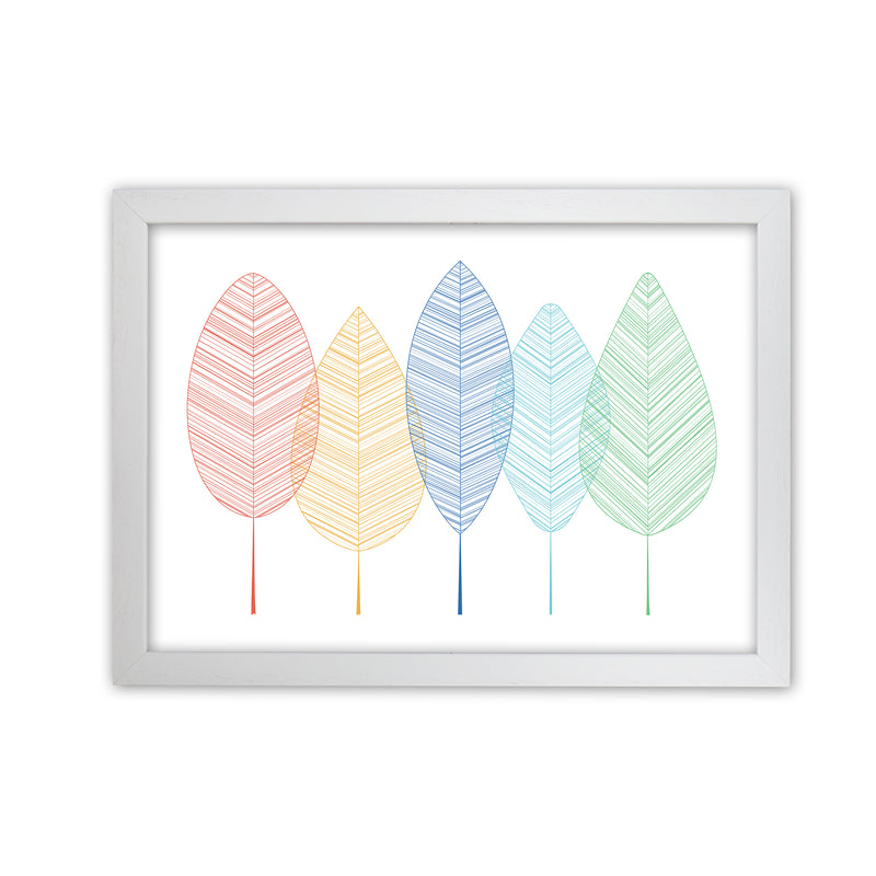 Scandinavian Colorful Leaves in Landscape A1 White Grain Frame