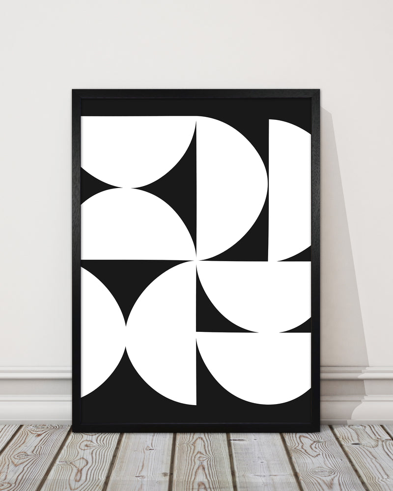 Abstract Black and White Half Circles Original