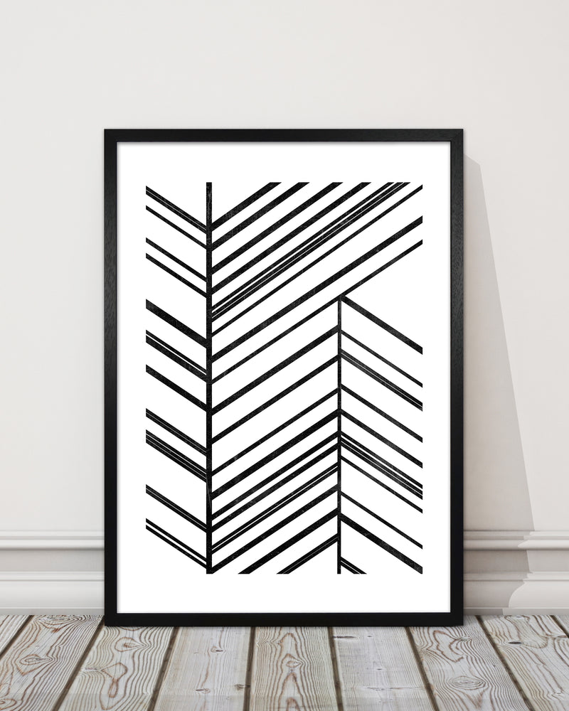 Black White Rough Line Print