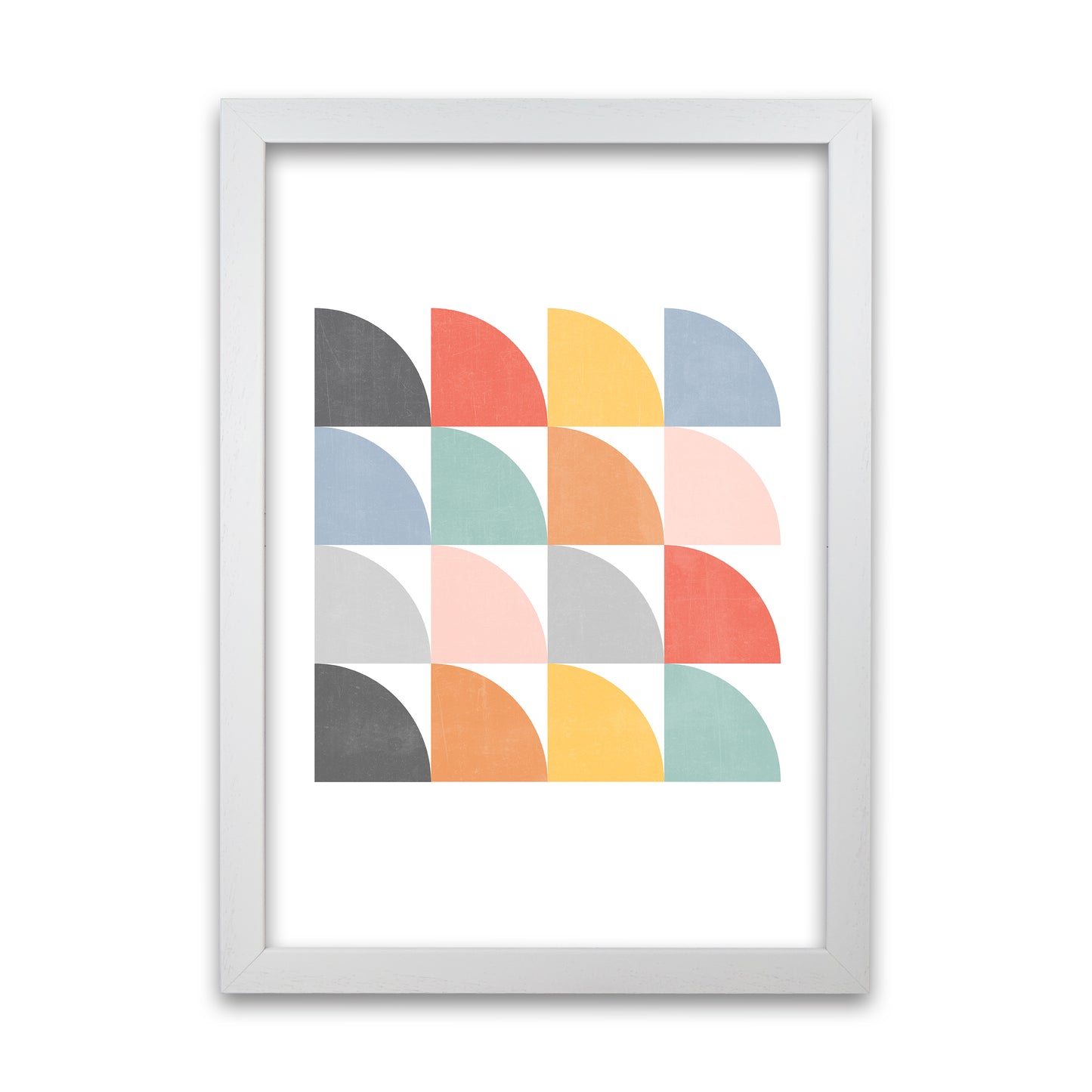 Scandinavian Quarter Circles Original flat A1 White Grain Frame
