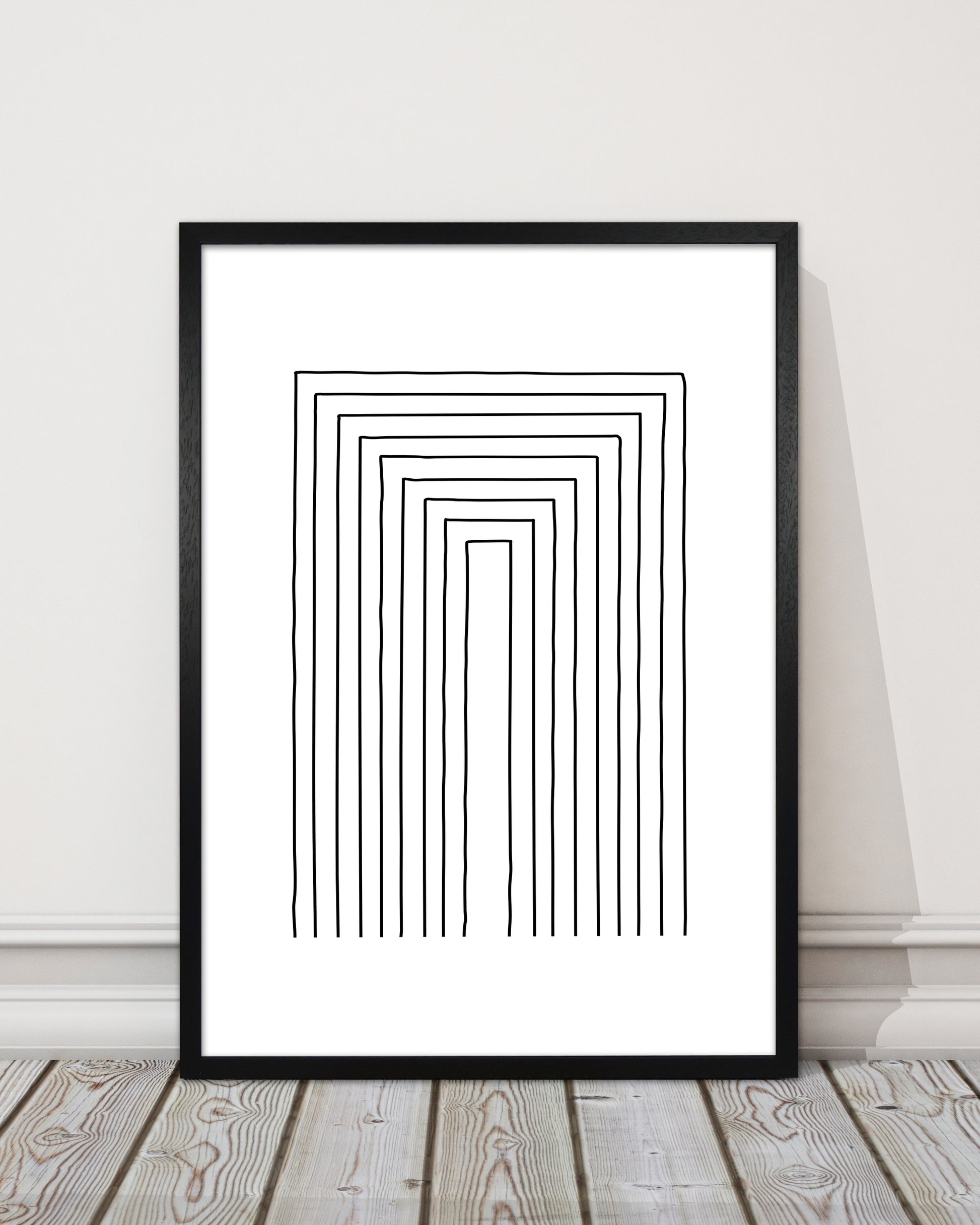 Geometric Set of 2 Black and White  Print A