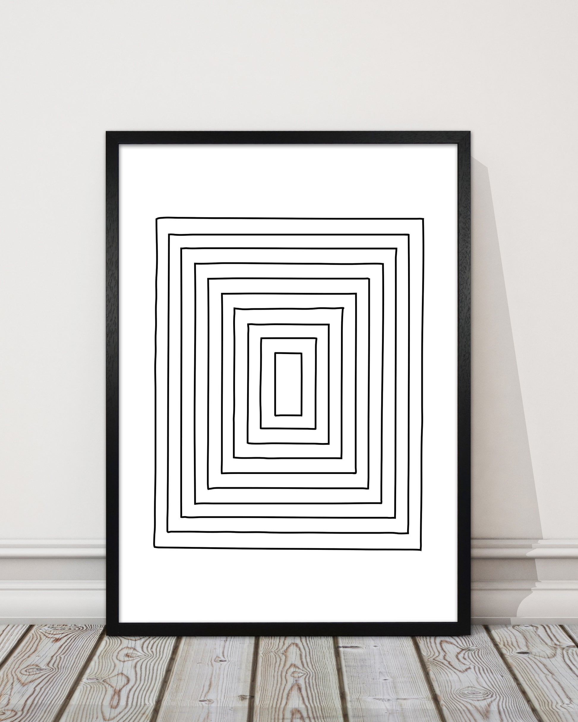 Geometric Set of 2 Black and White  Print B