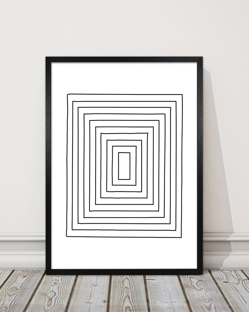 Geometric Set of 2 Black and White  Print B
