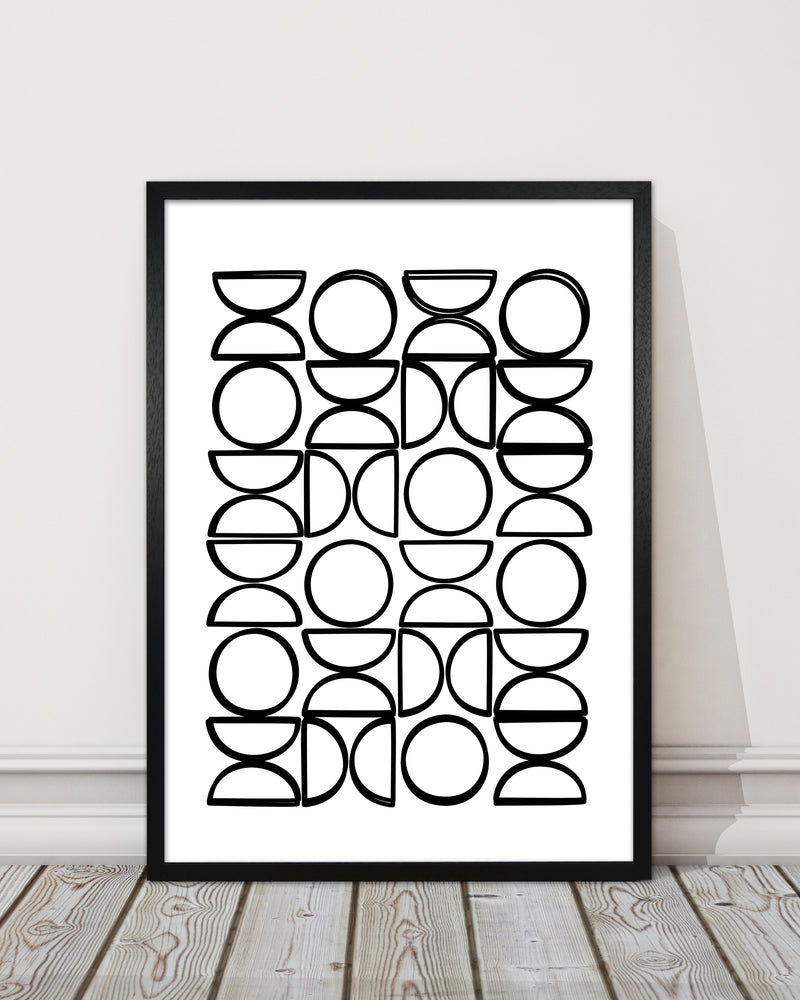 Black and White Mid Century Geometric Print A