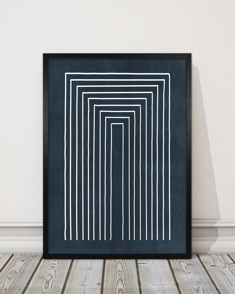 Lino Style Blue Geometric Lines