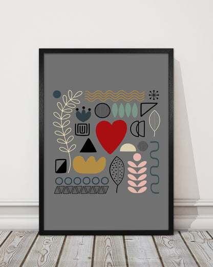 Scandnavian Shapes on Grey Original