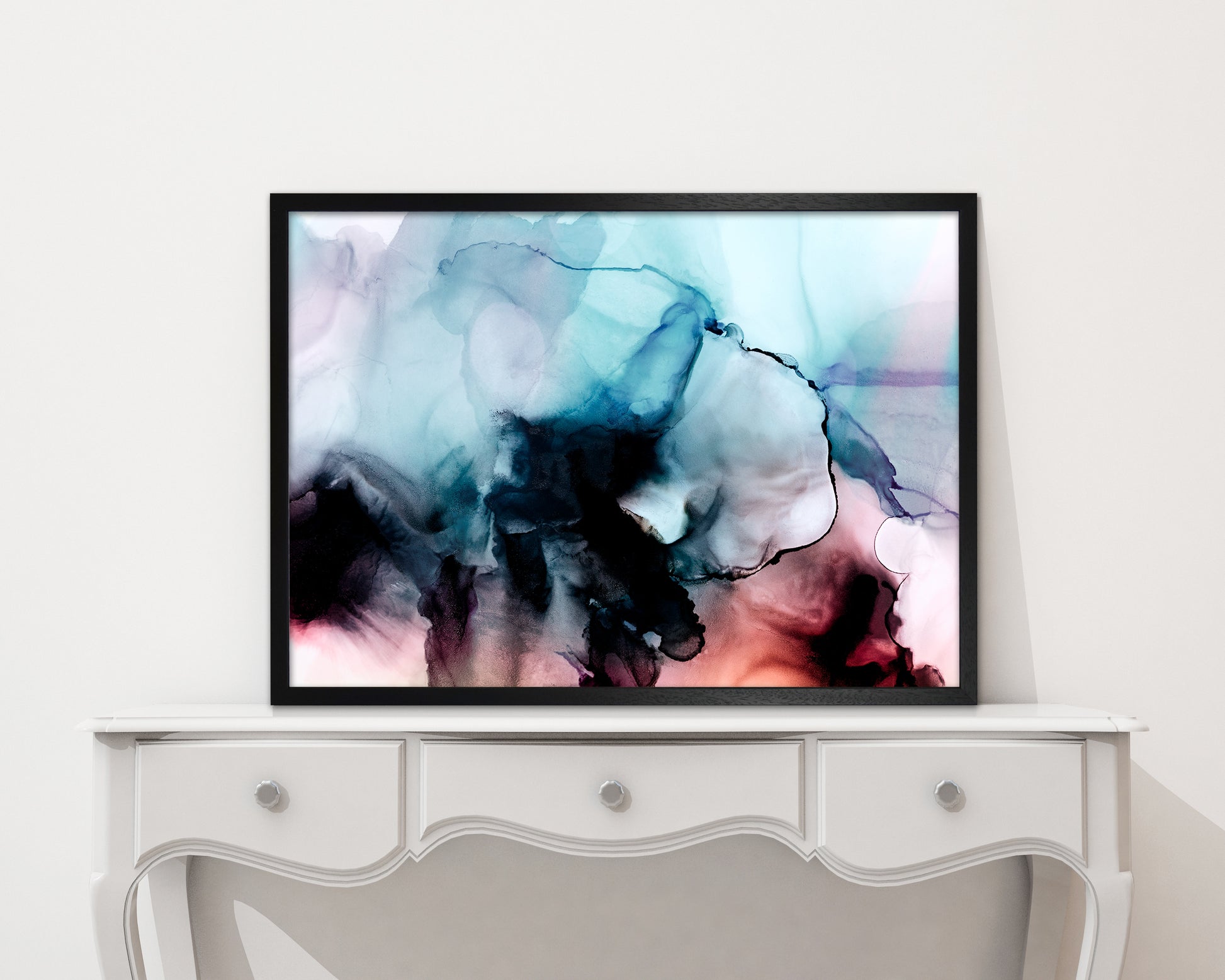 Abstract Watercolor Blue Pink Original