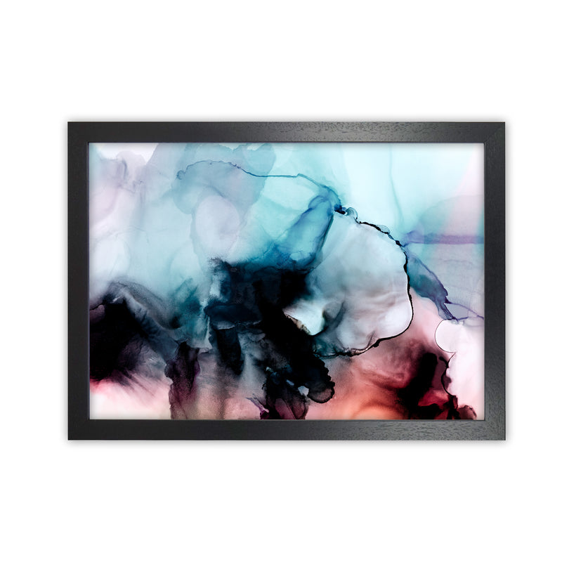 Abstract Watercolor Blue Pink Original A1 Black Grain Frame
