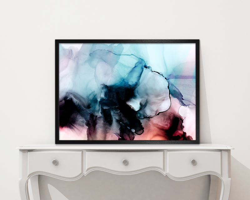 Abstract Watercolor Blue Pink Original