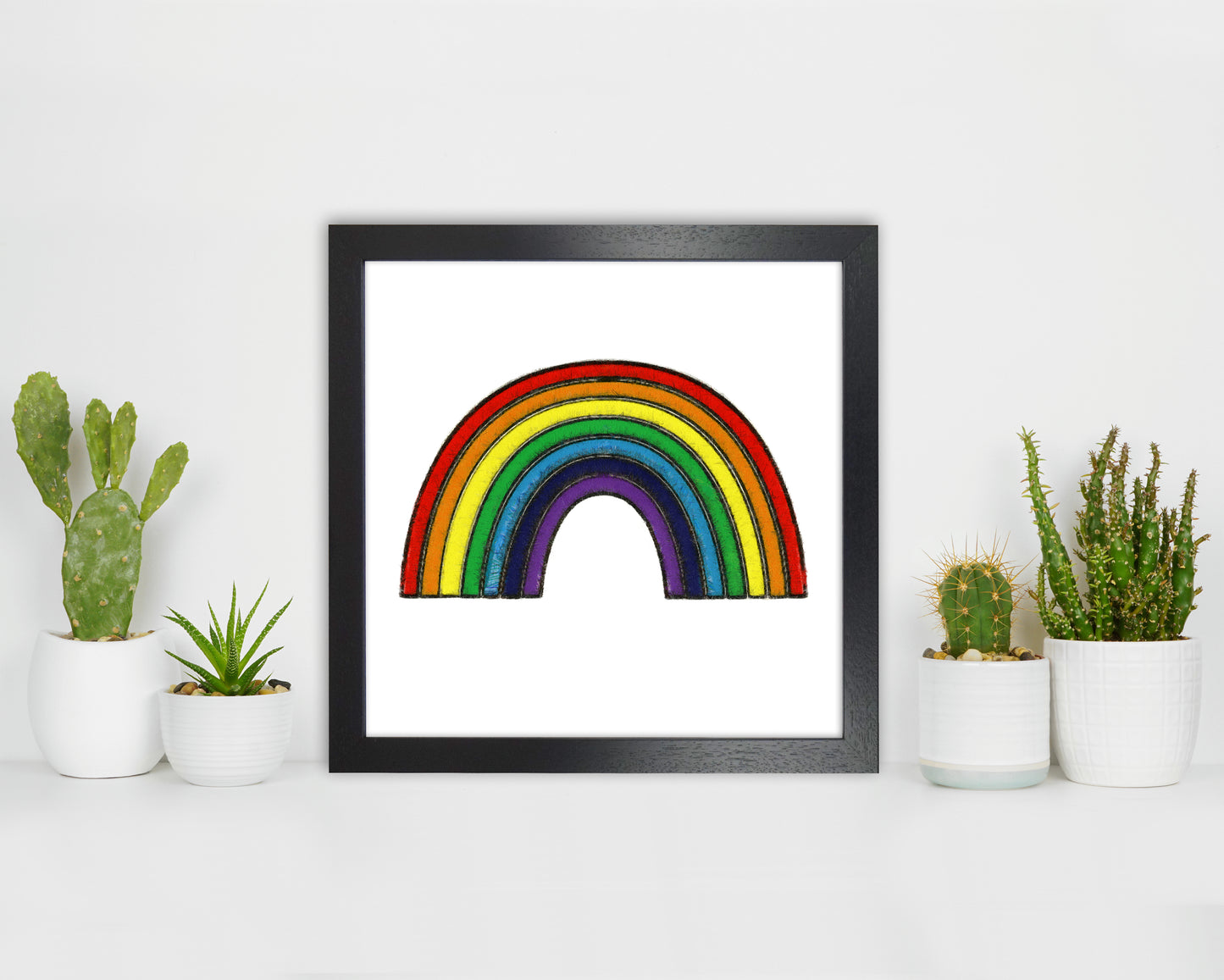 Square Rainbow Print on White