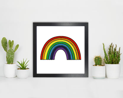 Square Rainbow Print on White
