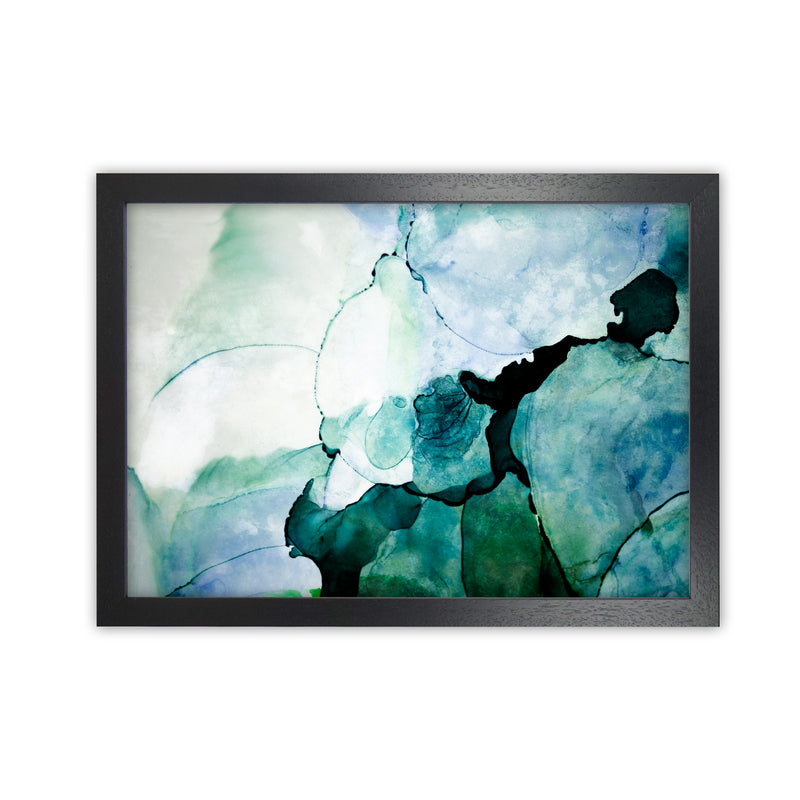Green Blue Watercolor Art Original A1 Black Grain Frame