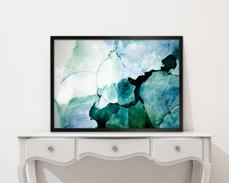 Green Blue Watercolor Art Original