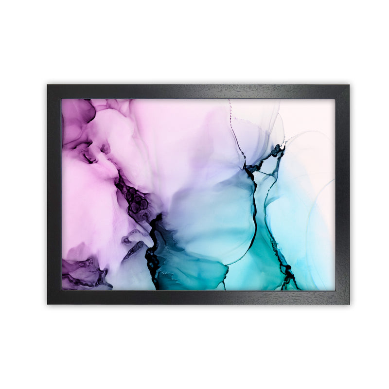 Purple Blue Watercolor Original  A1 Black Grain Frame
