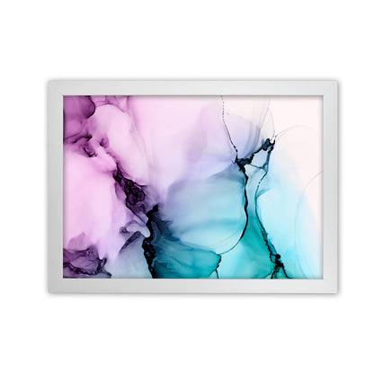 Purple Blue Watercolor Original  A1 White Grain Frame