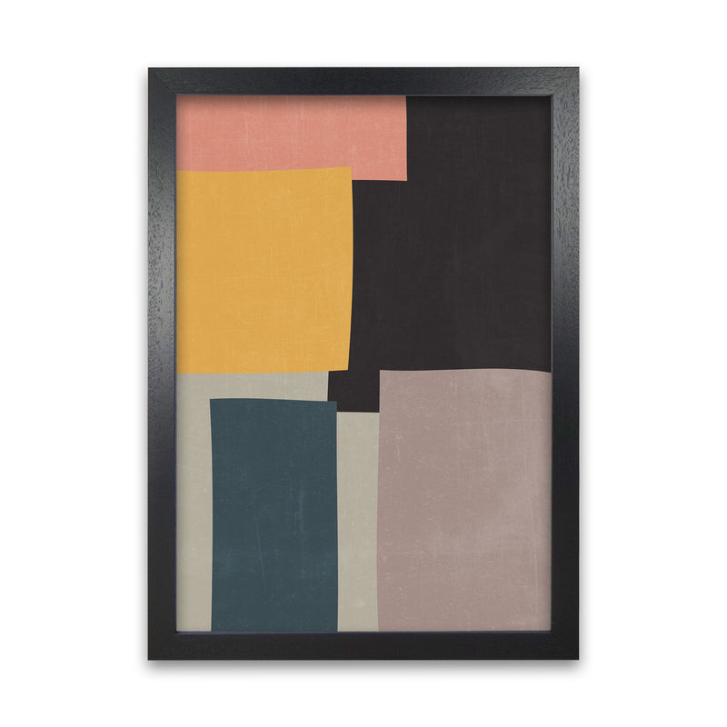 Abstract Block Art Original  A1 Black Grain Frame
