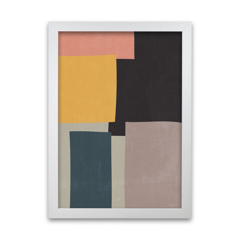 Abstract Block Art Original  A1 White Grain Frame