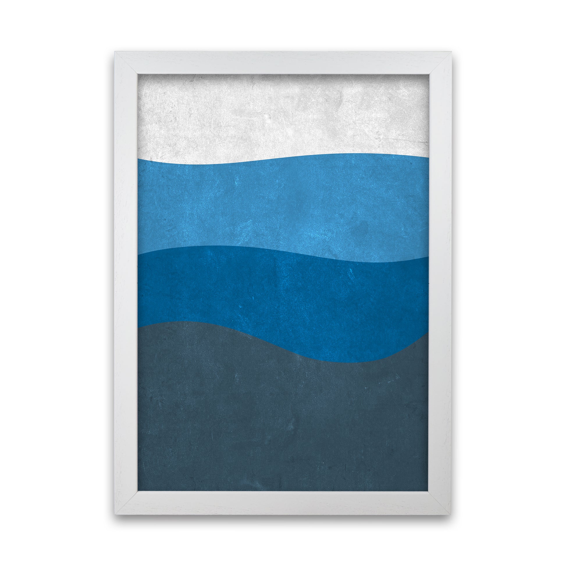 Abstract Blue Seascape Grunge  A1 White Grain Frame