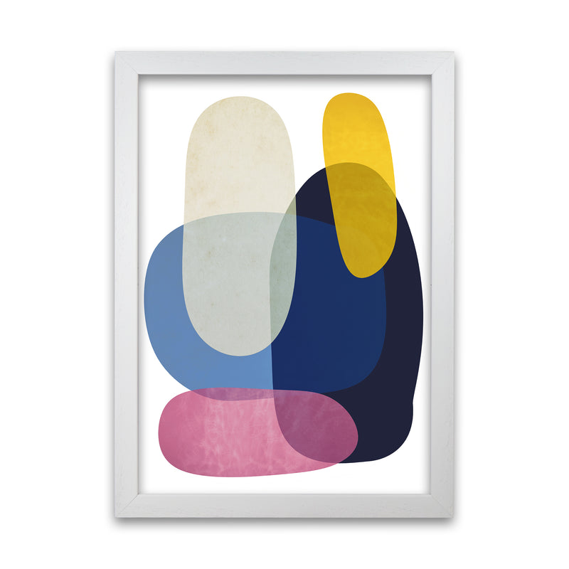 Abstract Pebbles 2 Original  A1 White Grain Frame