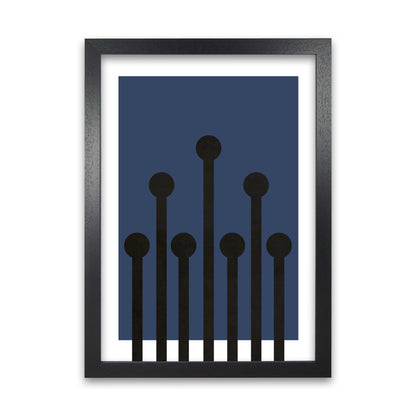 Black and Blue Scandinavian Art A1 Black Grain Frame