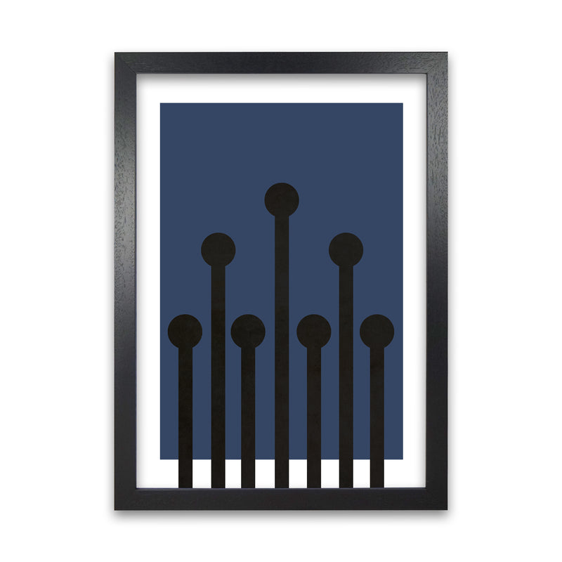 Black and Blue Scandinavian Art A1 Black Grain Frame