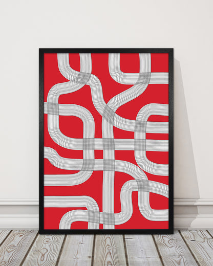 Red Black and White Abstract