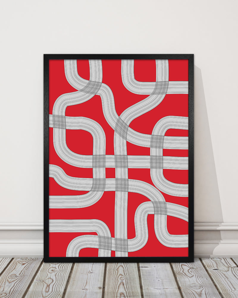 Red Black and White Abstract