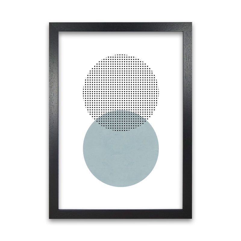 Blue and Black Abstract Circles A1 Black Grain Frame