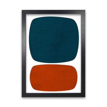 Blue and Orange Mid Century A1 Black Grain Frame