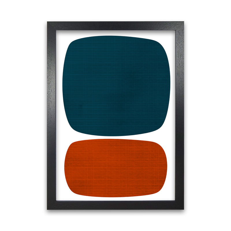 Blue and Orange Mid Century A1 Black Grain Frame